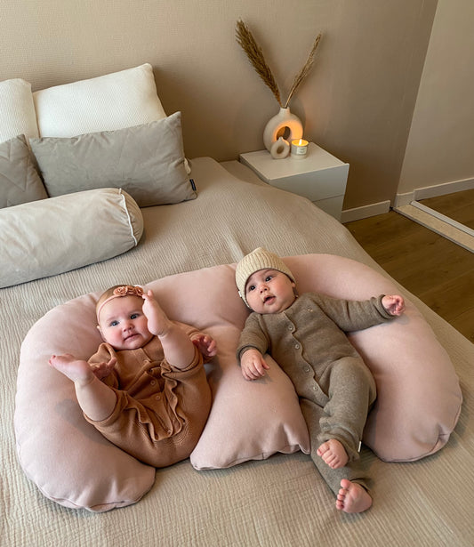 Set van Tweeling voedingskussen inclusief Blush voedingskussenhoes